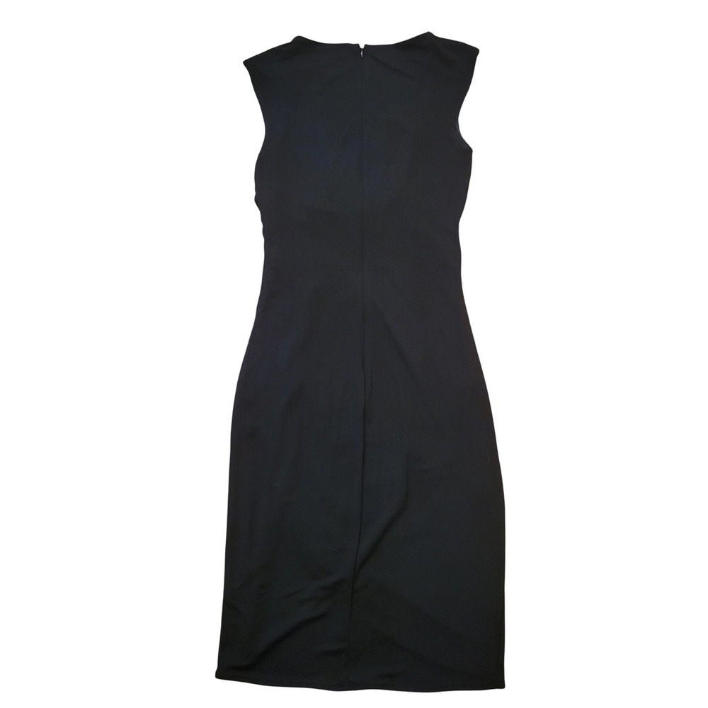 Michael Kors 10 Sheath Dress Black Ruched V Neck Sleeveless Italy Gown Glam Goth - Picture 7 of 7